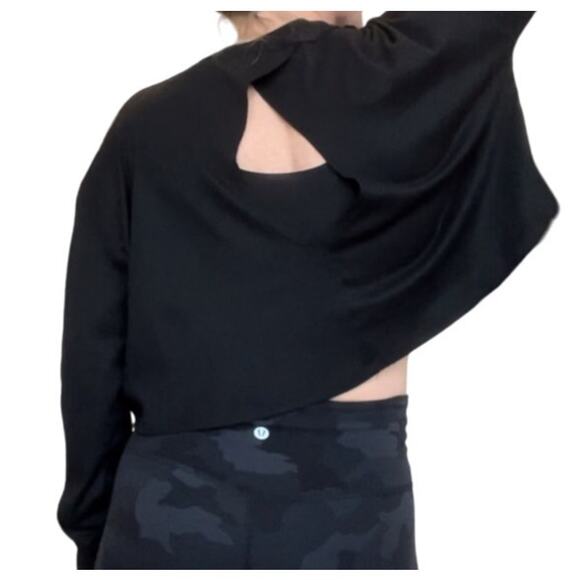 AS Revival Light Weight Crop CutOut Pullover Long Sleeve Sweatshirt Black Sz XL - Picture 4 of 5